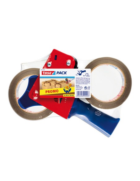 Portarrollo tesa para embalaje para rollos de 66mt x 50mm 2 rollos cinta marron