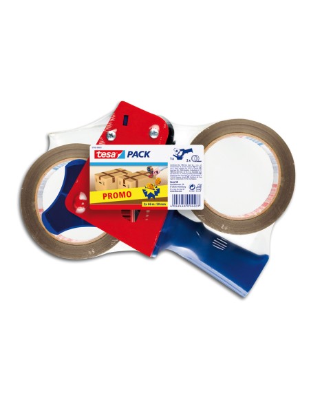 Portarrollo tesa para embalaje para rollos de 66mt x 50mm 2 rollos cinta marron