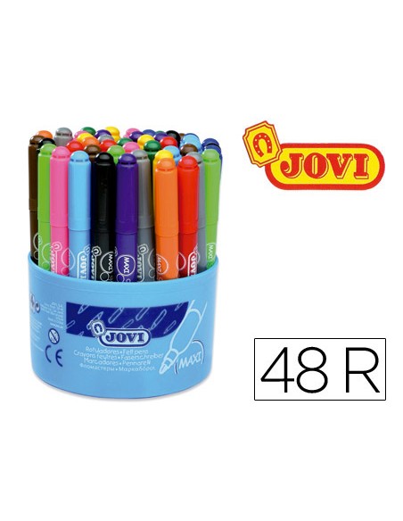 Rotulador jovi maxi 13 mm bote de 48 unidades 12 colores4 unidades de cada color