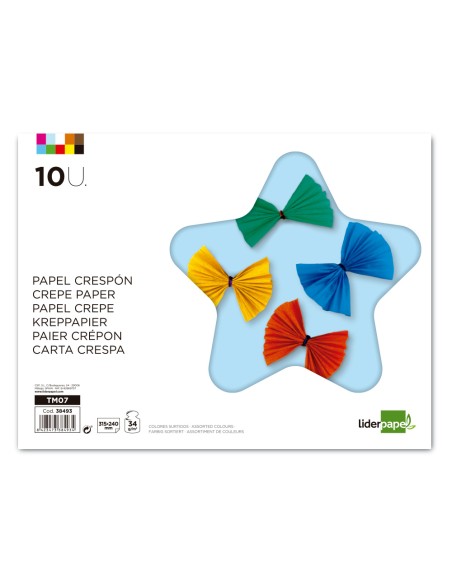 Bloc trabajos manuales liderpapel crespon 240x315mm 10 hojas colores surtidos