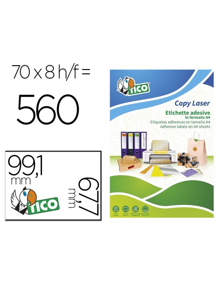 Etiqueta adhesiva tico naranja fluorescentes permanente fsclaser/inkjet/fotocopia 99,1x67,7 mm caja de 560 unidades