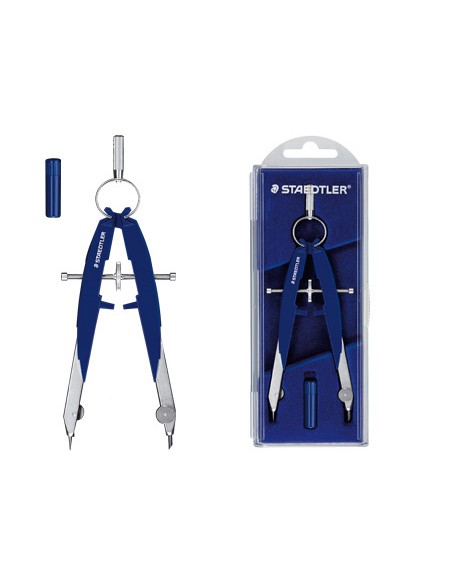 Compas staedtler micrometrico con husillo y ajuste por rueda central incluye tubo de minas mars 556