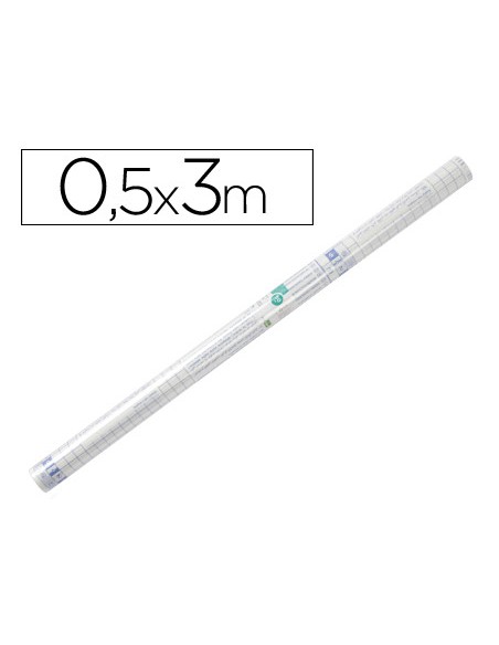Rollo plastico adhesivo liderpapel 0,50x3 m 8o micras forralibros removible