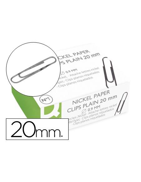 Clips niquelados q-connect nº1 20 mm caja de 100 unidades