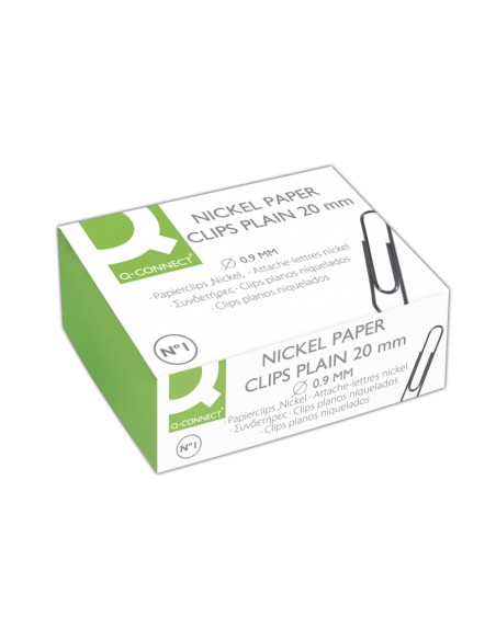 Clips niquelados q-connect nº1 20 mm caja de 100 unidades