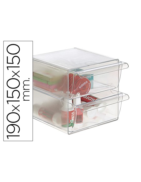 Archicubo archivo 2000 2 cajones organizador modular plastico 190x150x150 mm incluye 2 clips de sujecion