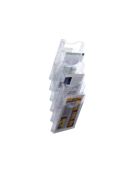 Expositor mural archivo 2000 de pared 6 bandejas din a4 transparente 190x235x685 mm separadores moviles ajustables