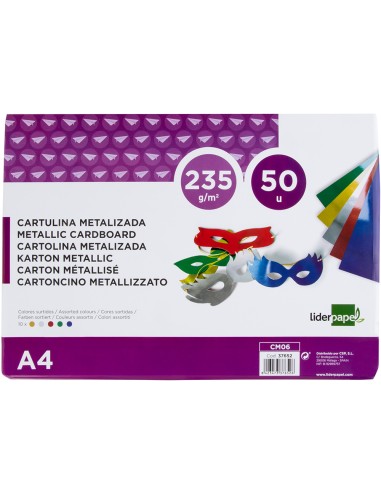 Cartulina liderpapel a4 235 g/m2 metalizada 5...