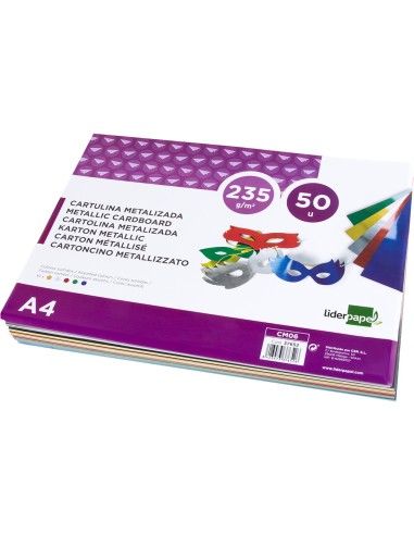 Cartulina liderpapel a4 235 g/m2 metalizada 5...