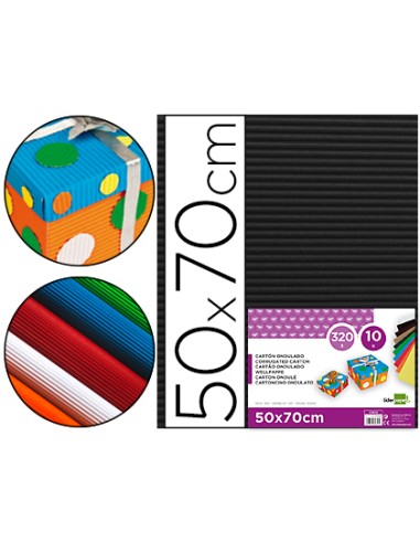 Carton ondulado liderpapel 50 x 70cm 320 g negro