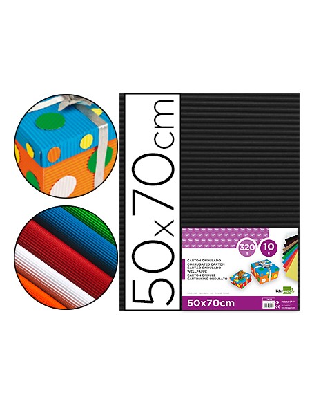 Carton ondulado liderpapel 50 x 70cm 320 g negro