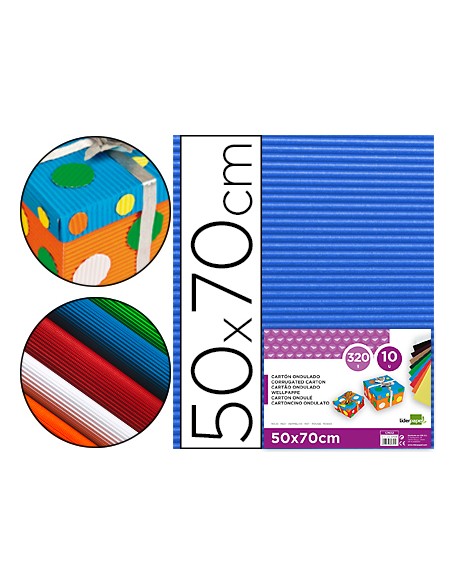 Carton ondulado liderpapel 50 x 70cm 320 g azul