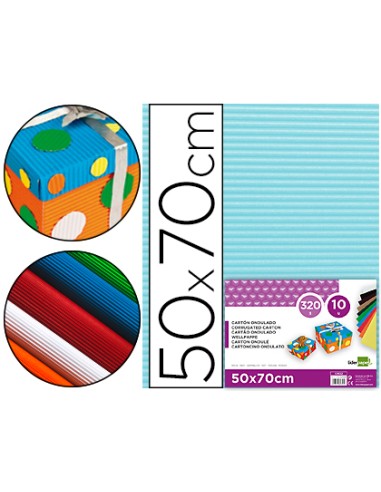 Carton ondulado liderpapel 50 x 70cm 320 g celeste