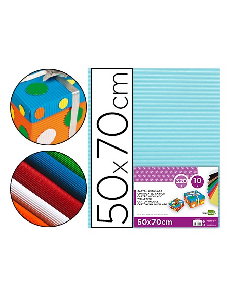 Carton ondulado liderpapel 50 x 70cm 320 g celeste