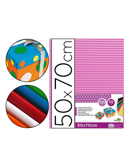 Carton ondulado liderpapel 50 x 70cm 320 g rosa