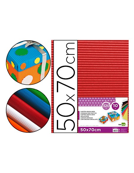Carton ondulado liderpapel 50 x 70cm 320 g rojo