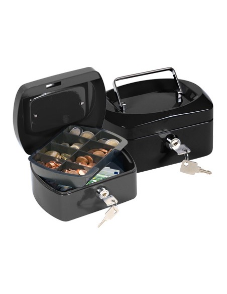 Caja caudales q-connect 6\" 152x115x80 mm negra con portamonedas
