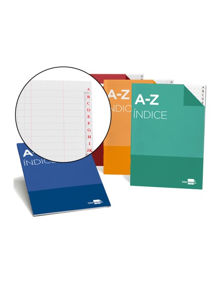 Indice liderpapel tapa cartoncillo cuarto 24 hojas 70g/m2 colores surtidos