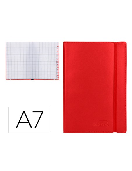 Libreta indice liderpapel similpiel a7 120 hojas 70gr color rojo