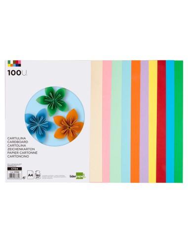 Cartulina liderpapel a4 180g/m2 10 colores...
