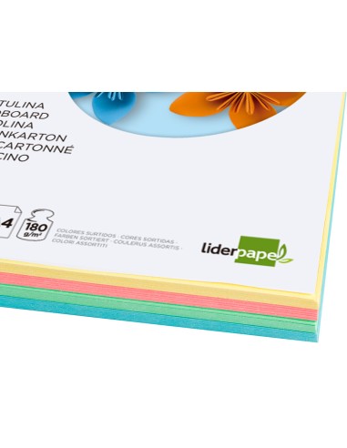 Cartulina liderpapel a4 180g/m2 4 colores...