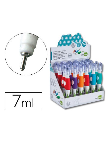 Corrector liderpapel lapiz roller punta metalica de 1.6 mm capacidad 7 ml expositor de 24 unidades