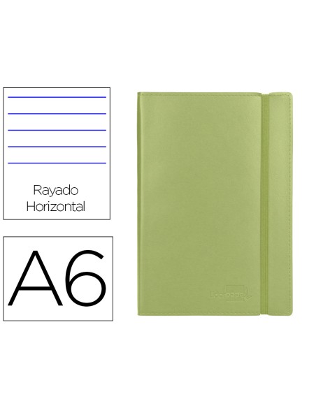 Libreta liderpapel simil piel a6 120 hojas 70g/m2 horizontal sin margen verde