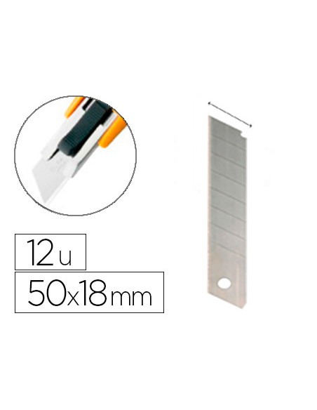 Repuesto cuter q-connect ancho para modelos kf10632/kf10635/kf10937/kf10634 cuchilla 18 mm blister 12 unidades