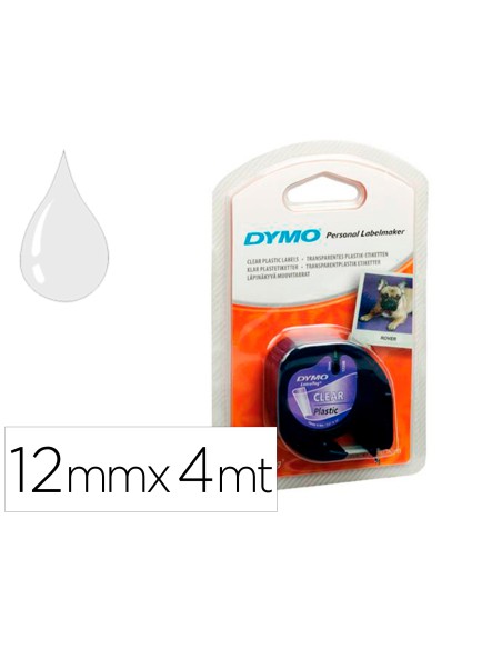 Cinta dymo 12mm x 4mt transparente para maquina letratag