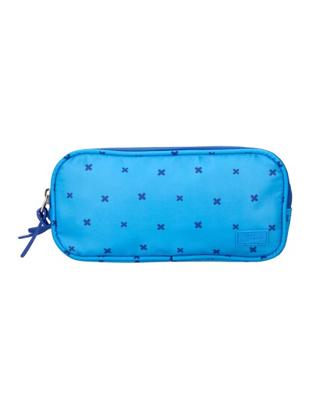 Estuche portatodo liderpapel multibolsillo 3 cremalleras azul cruces a juego con mochila 150x90x240 mm