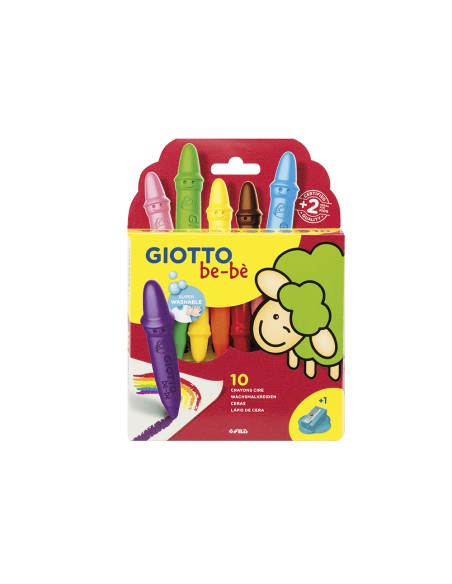 Lapices cera giotto super bebe caja de 10 colores surtidos + sacapuntas