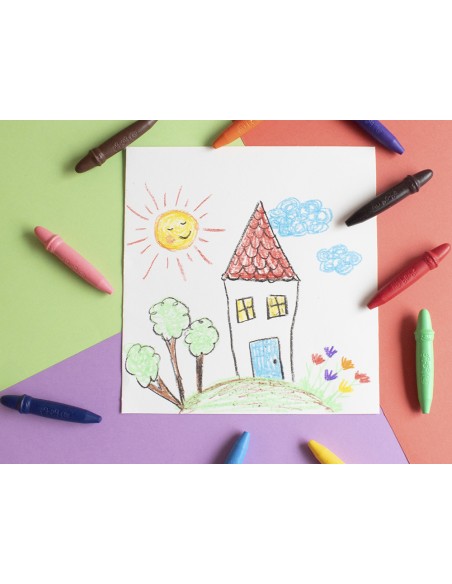 Lapices cera giotto super bebe caja de 10 colores surtidos + sacapuntas