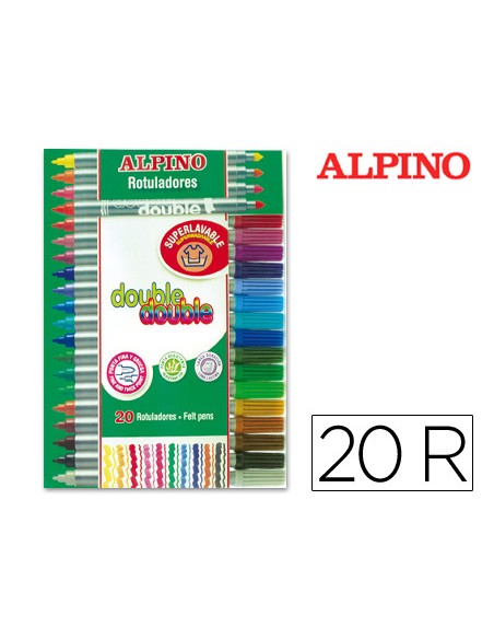 Rotulador alpino double double punta gruesa y punta fina caja de 20+4 unidades colores surtidos