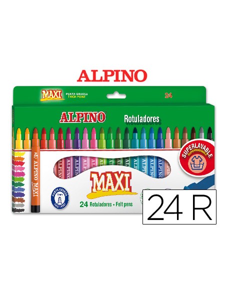 Rotulador alpino maxi caja de 24 unidades colores surtidos