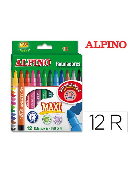 Rotulador alpino maxi caja de 12 unidades colores surtidos