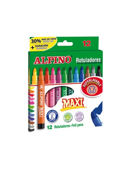 Rotulador alpino maxi caja de 12 unidades colores surtidos