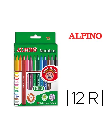 Rotulador alpino standard caja de 12 unidades colores surtidos