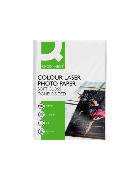 Papel q-connect foto glossy din a4 para fotocopiadoras e impresoras laser paquete de 100 hojas de 218 gr