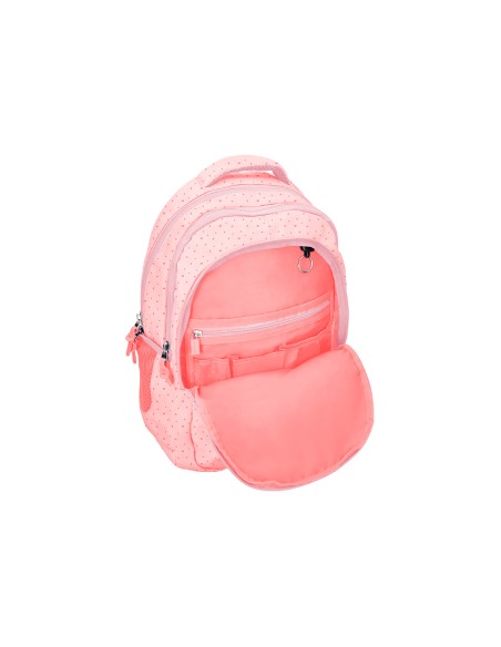 Mochila escolar liderpapel multibolsillo para portatil rosa estrellas 450x145x300 mm