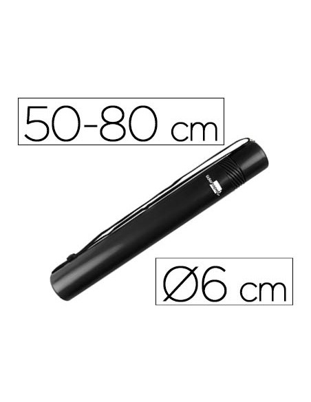 Portaplanos plastico liderpapel diametro 6 cm extensible hasta 80 negro