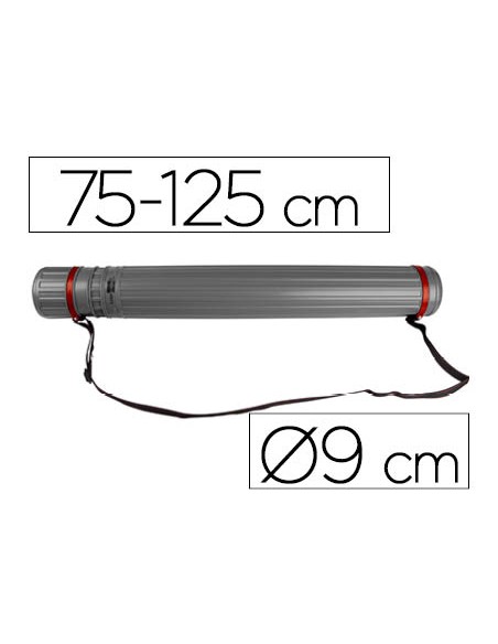 Portaplanos plastico liderpapel diametro 9 cm extensible hasta 125 cm gris