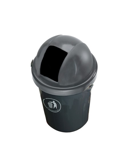 Papelera contenedor q-connect plastico con tapadera 80l color gris 450x760 mm