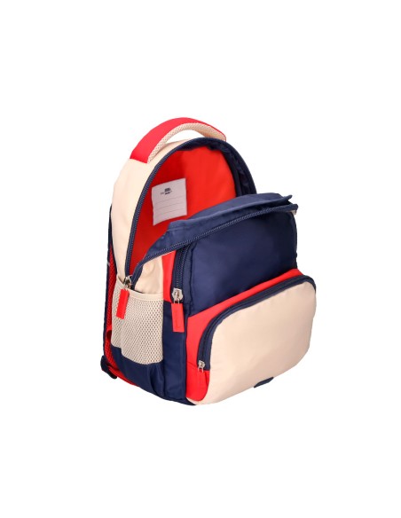Mochila escolar liderpapel multibolsillo infantil azul marino rojo beige 350x110x270 mm