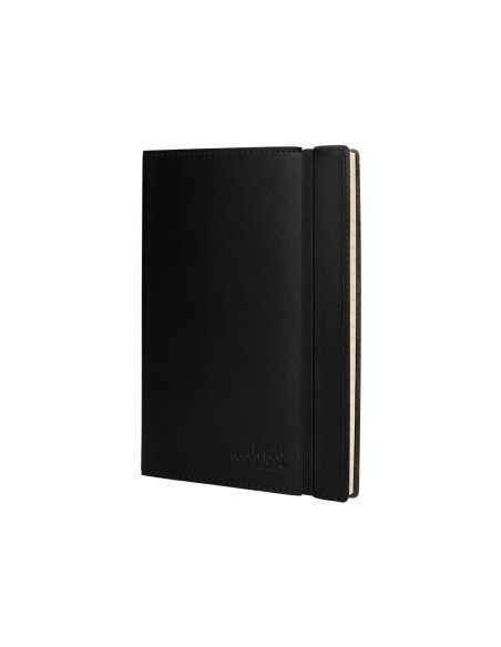 Libreta liderpapel simil piel a5 120 hojas 70g/m2 cuadro 4mm sin margen negro