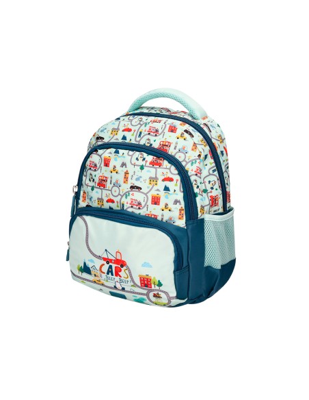 Mochila escolar liderpapel multibolsillo infantil azul cars 350x110x270 mm