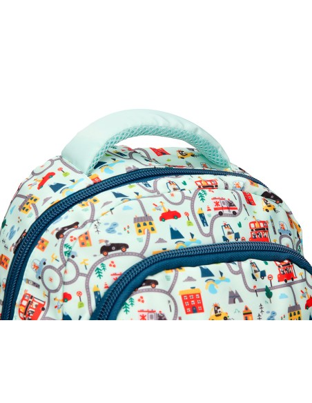 Mochila escolar liderpapel multibolsillo infantil azul cars 350x110x270 mm