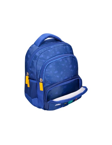 Mochila escolar liderpapel multibolsillo infantil azul dino 350x110x270 mm