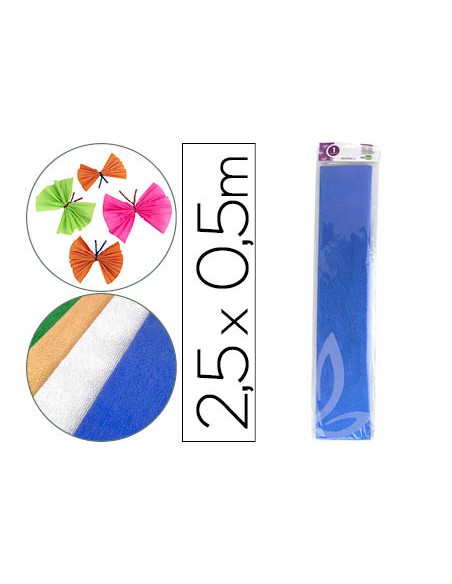 Papel crespon liderpapel 50 cm x 2.5m metalizado azul