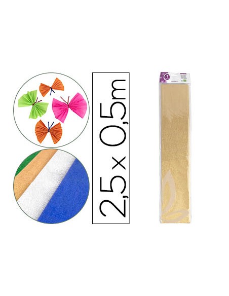 Papel crespon liderpapel 50 cm x 2.5m metalizado oro