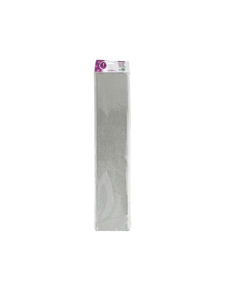 Papel crespon liderpapel 50 cm x 2.5m metalizado plata